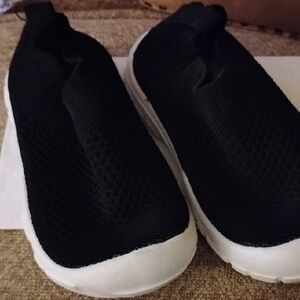 Kids Black and White Slip-On Sneakers